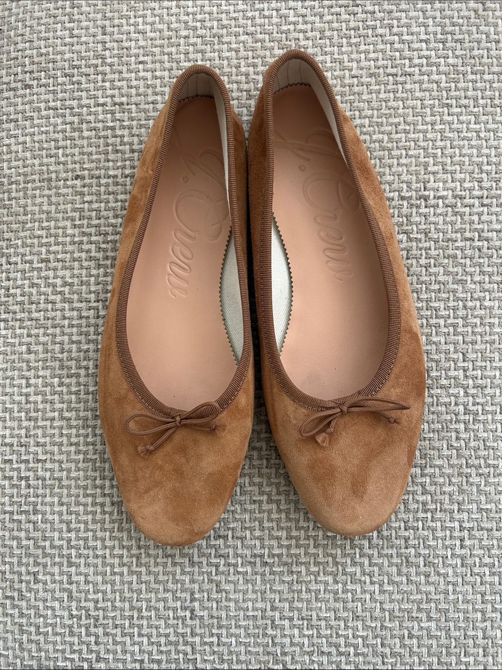 J. Crew Cognac Suede Ballet Flats